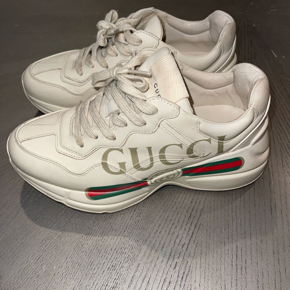 Gucci Women's Rhyton Cream Sneakers - Picture 4 of 6